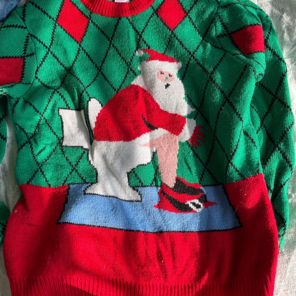 Festive Green and Red Santa Sweater